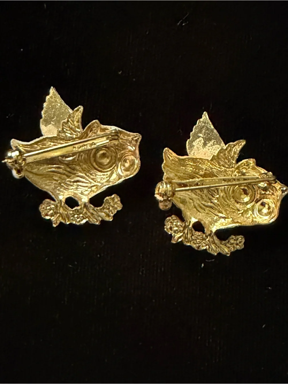 Vintage 1960s Big Eye Owl Brooch Pin Lot of 2 - Korea